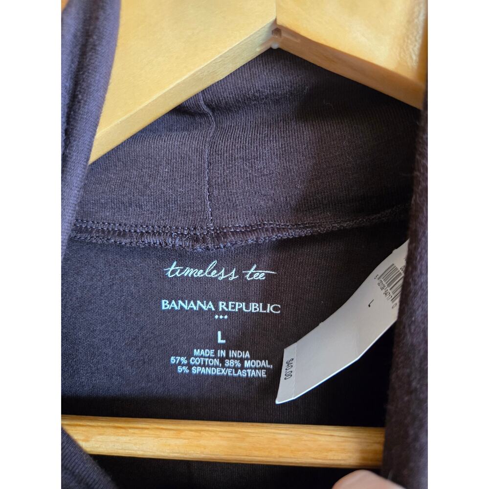 Banana Republic Top Turtleneck Timeless Tee NWT L Brown Long Sleeve Shirt Mocha - Picture 2 of 5